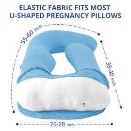 Sasttie Cooling Pregnancy Pillow Cover, 57-inch U Shaped Pregnancy Pillow Case, Fits 55 to 57 Inch Maternity Pillow, Blue (No Pillow Insert)