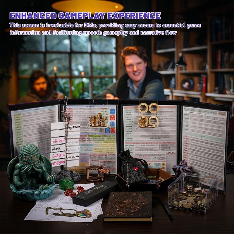 CZYY DM Screen 4-Panel Cardboard Game Master Screen with Erasable