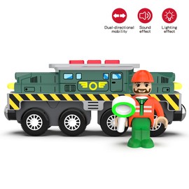 HYPERLIVING Battery Operated Action Locomotive Train (Magnetic Connection)- Powerful Engine Bullet Train Set Compatible with Thomas, Brio, Chuggington - Train Toys for Toddlers