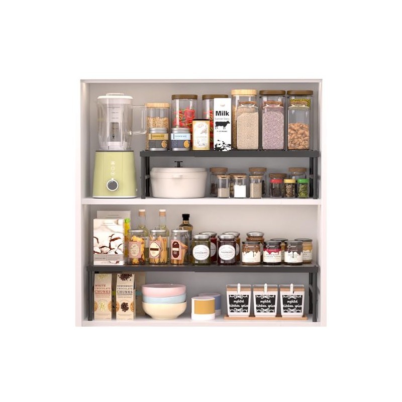 HI NINGER Set of 2 42-72 cm Expandable Cabinet Shelves,