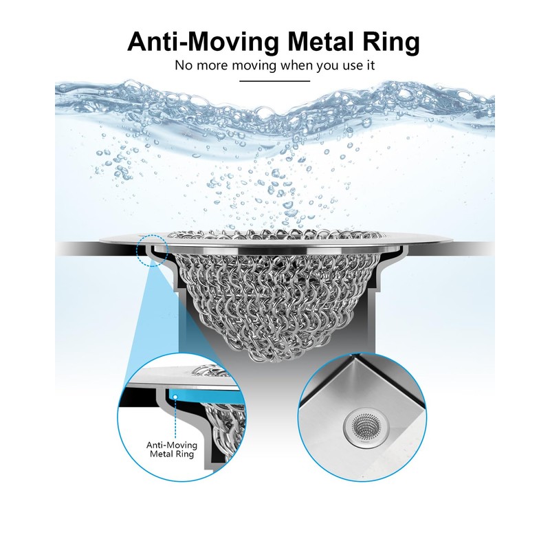 Wokdada Reversible Kitchen Sink Strainer, Easy-to-Clean 304 Stainless Steel Sink