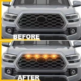 Upgrade Led Grill Grille Light for Toyota Tacoma Lights 2023 2020-2022 TRD Off Road Sport OEM Accessories (1T-Updated-Amber Lights)