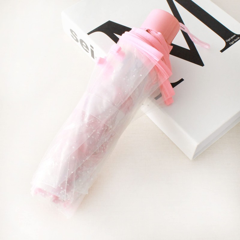 Milya Pocket Umbrella Transparent Ultra Light Manual Umbrella Transparent Cherry