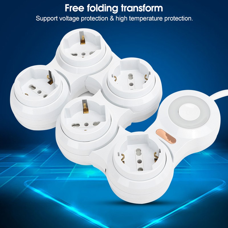 Power Strip Deformation 5 Concave Jack 10A with Power Indicator