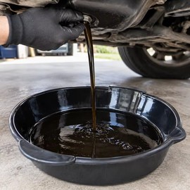 Automotive Oil Drain Pan for Car & Motorcycle Maintenance – Wide Shallow Plastic Fluid Collection Basin with Dual Handles for Garage Oil Changes