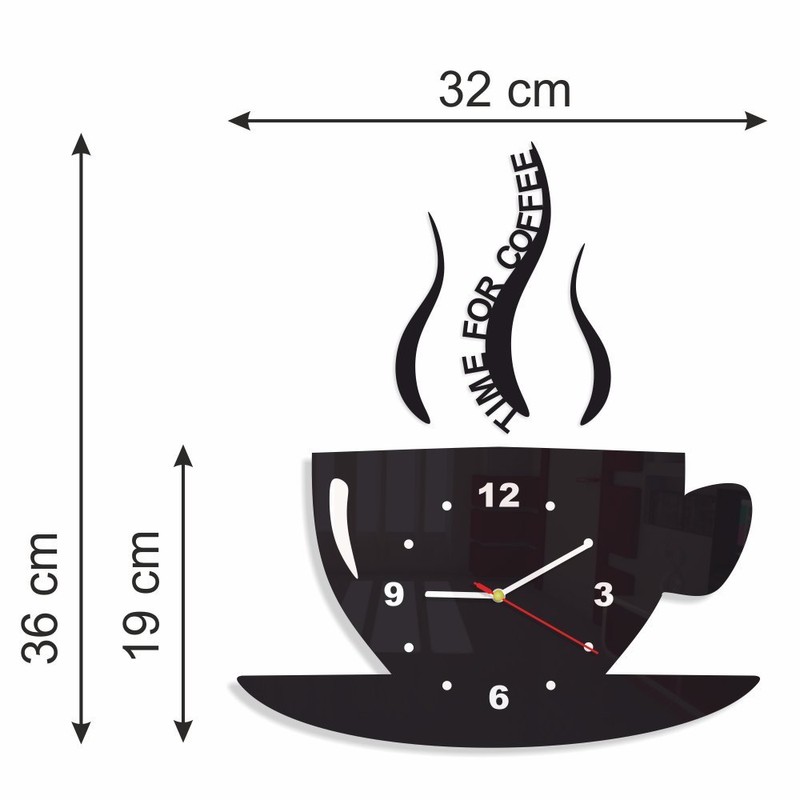 Modern Kitchen Wall Clock, Cup