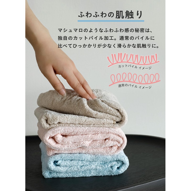 CBJAPAN Carari Earth Face Towel, 4x Water Absorbency Microfiber, Beige,