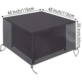 FLR Square Fire Pit Cover, 45x45x25 Inch,Waterproof 420D Heavy Duty Gas Fire Pit Cover, Patio Furniture Cover,All-Season Protection Fire Pit Cover,Black (45x45x25in)