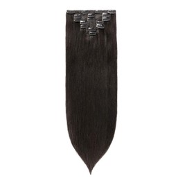 TESSHAIR Remy Hair Extensions Clip in Human Hair Jet Black Clip in Extensions Real Human Hair 16 Inch Real Hair Extensions Clip in Human Hair Straight Human Hair Clip Ins 125g 7Pcs