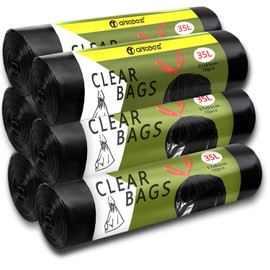 Aitodos Pack of 60 Bin Liners, 35 L, L x H: 65 x 57 cm, Black, Polyethylene Bin Liners, Suitable for Most Medium Bin 35 L (6 Rolls, 10 per Roll)