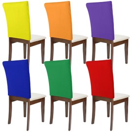 Mindsoft 6 Pcs Chair Back Covers 18 x 22 Inch Stretch Polyester Chair Covers Dining Room Washable Cover for Dining Chair Slipcovers Removable Chair Protectors Covers for Kitchen Banquet Party, 6 Color