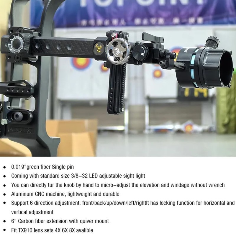 Compound Bow Sight Carbon Fiber Bar Micro Adjustable Bow Sight