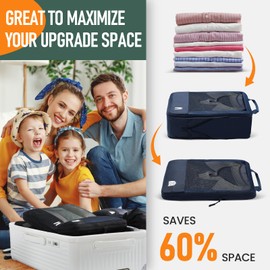 Compression Packing Cubes for Suitcases, Ultralight 8 Set Packing Cubes for Backpack Waterproof Luggage Packing Organizers Expandable Packing Cubes for Travel Accessories and Essentials-Blue