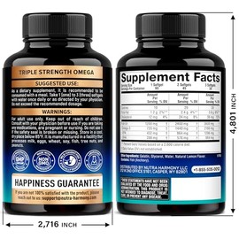 Omega 3 Fish Oil 3600 mg - Omega 3 Supplement | EPA & DHA - Heavy Metals Free - Heart, Brain & Joint Support - Purified Fish Oil for Men & Women - Burpless, Lemon Flavored - Made in USA, 90 Softgels