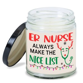 MEDROC ER Nurse Candle ER Nurse Always in Nice List Christmas Gift for ER Coworker Women Men, Christmas Gift for ER Nurse, Emergency Room Nurse Home Decoration