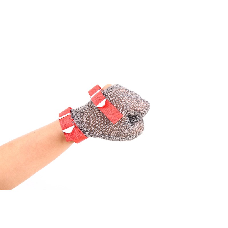 AWIORETON 3-Finger Cut Resistant Glove, Stainless Steel, Silver, Medium (Pack
