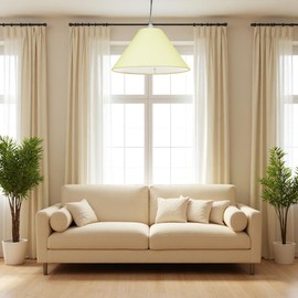 Cotton Coolie Lampshade, 14 Inch (35cm) – Dual Shade Ring, Ceiling Pendant or Table Lamp (Cream)