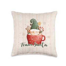 Christmas by Content Design Studio Christmas gnome in Cup, Wallpaper Pattern with Snowflakes Throw Pillow, 16x16, Multicolor