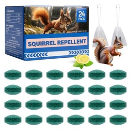24 Pack Squirrel Rodent Repellent, Peppermint Lemon Oil Mice Repellent for Mouse Rats Spider Pests, Natural Deterrent for Kitchen, Warehouse, Car, Indoor, Outdoor, Safe for Pets Family