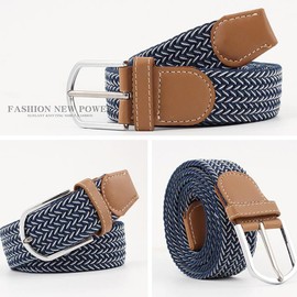 eYLun Men Woven Elastic Stretch Belts Casual Canvas Braided Belts for Women Junior