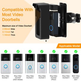 Blink Doorbell Camera Mount-Anti Theft No Drill Video Doorbell Mount for Blink Doorbell Camera Ring Doorbell 4/3/3 Plus/2/1/(2020 Release), Blink Doorbell Mounting Bracket for Apartment/Home/Office