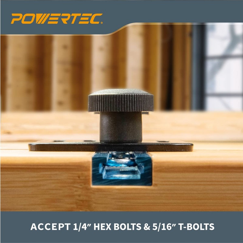 POWERTEC Toggle Clamp Set for T track, 500 lbs Holding