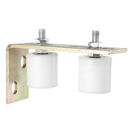 sourcing map 2Pcs Slide Gate Guide Roller, 1.7" Nylon Rollers Gate Support Assembly with L-Rear Post Bracket, Universal Sealed Ball Bearing Rolling Gate Guider for Sliding Door, White