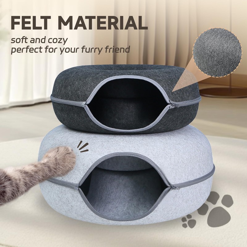 iCAGY Large Cat Tunnel Bed Toys for Indoor Cats (Light