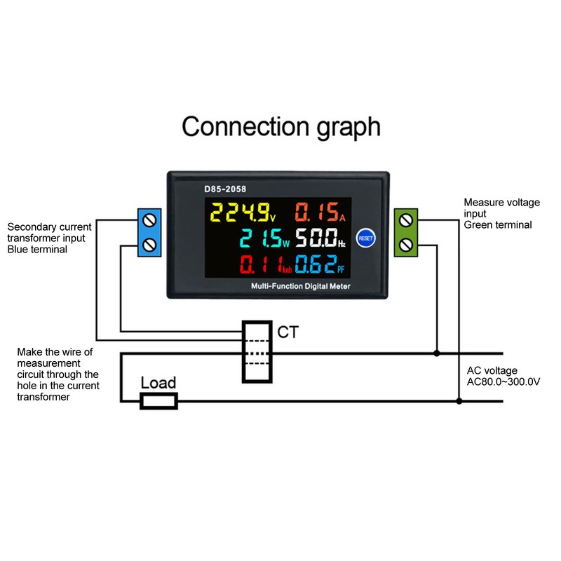 AC Meter Single Phase LCD Digital AC Panel Meter Voltage