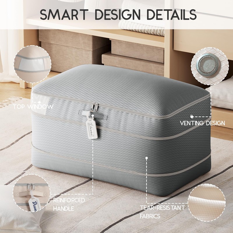 Homsorout Compression Storage Bags for Comforters - 4 Pack Long