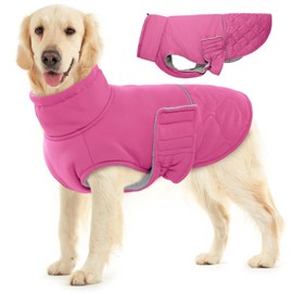 BRKURLEG Dog Winter Jacket Warm Dog Coats for Small and Medium Large Dogs Reflective Adjustable Dog Cold Weather Coats Waterproof Windproof Dog Snow Jacket Clothes Dog Fleece Vest (XXXL, Rose Red)
