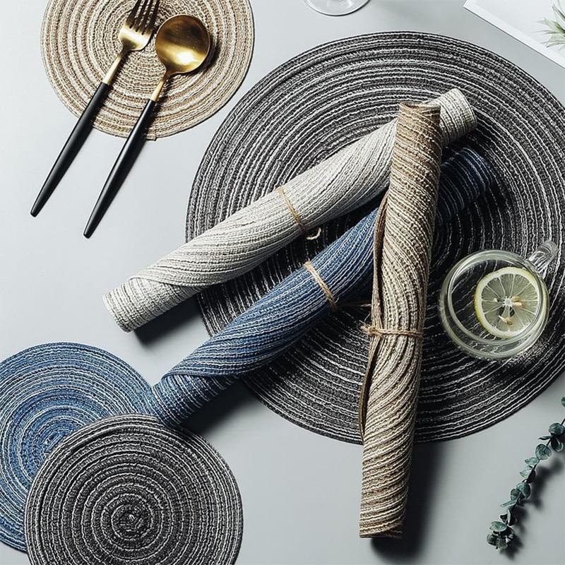 Soulnioi Cotton Place Mats Round Table Placemats 38cm Heat Resistant