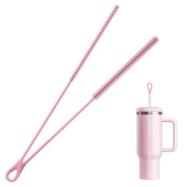 Silicone Straw Cleaner Brush - 2 Pcs Straw Brush for Water Bottle Sippy Cup Tubes Glass Straws, Reusable Bendable and Dishwasher Safe