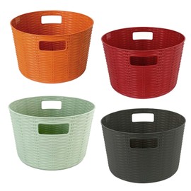 MiraFure 12-Pack Plastic Storage Baskets, Stackable & Nestable Organizer Bins for Toys, Clothes, Home (Multicolor - Circular)
