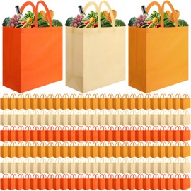 AmazingSpark 150 Pack Reusable Gift Bags 14 x 14 x 6 Inch Non Woven Party Favor Shopping Tote Bags with Handles Large Grocery Totes Bulk for Thanksgiving Wedding Birthday Party Gifts Decor