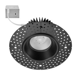 Maxxima 4 in. Trimless Ultra-Thin Recessed Anti-Glare LED Downlight Canless IC Rated 1000 Lumens 5 Color Temperature Selectable 2700K/3000K/3500K/4000K/5000K, Dimmable, Black, 5 CCT Slim J-Box Incl