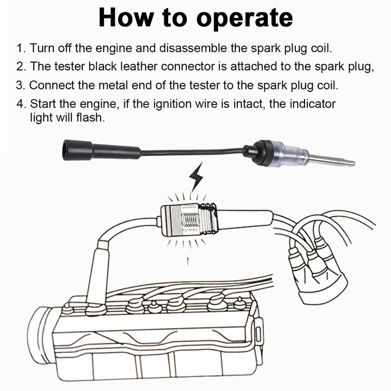 TSUGAMI Inline Spark Plug Tester, Straight Boot Engine Ignition Spark