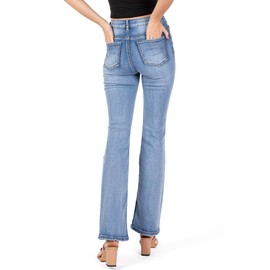 WAX JEAN Womens Juniors High Waisted Bootcut Jeans Medium Denim