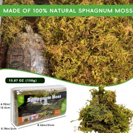 BNOSDM 5.2oz Natural Sphagnum Moss for Reptiles, 7QT Reptile Moss Substrate, Long Fibered Peat Moss Terrarium Bedding for Snakes, Leopard Geckos, Turtles, Frogs, Hermit Crabs