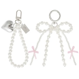Haakong 2 Pcs Bow Keychains for Women Purse Pearl Charms Bow Keychain Decorative Accessories