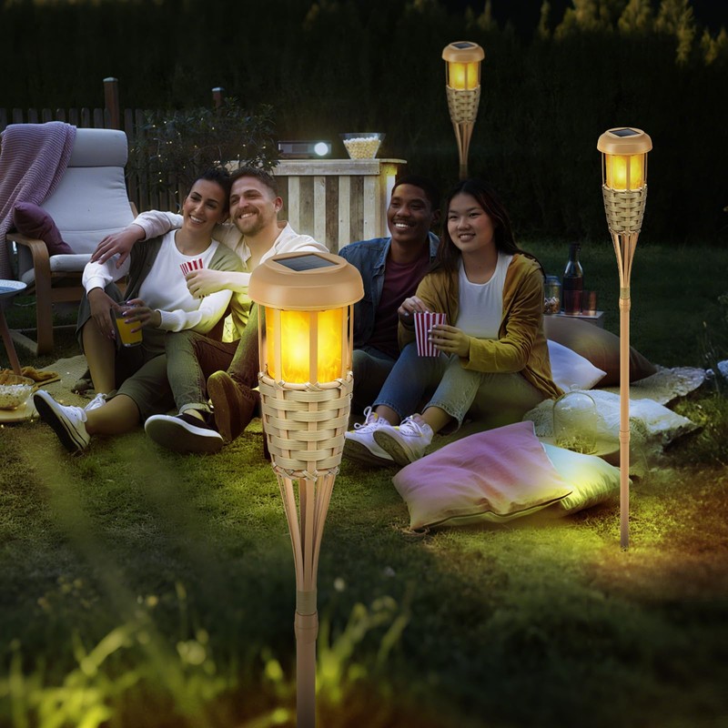 Evelynsun Solar Outdoor Lights, Solar Torch Lights Outdoor Flickering Flame,