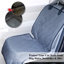 VIVAGLORY Large Car Seat Protector, No-Skirt Design, Quilted & Durable 600 Denier Oxford Front Dog Seat Covers with Anti-Slip Backing, Fits Most Cars, SUVs & MPVs, Grey