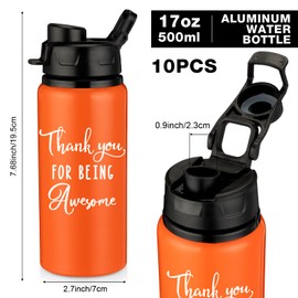Thank You Appreciation Gift Bottle Bulk Aluminum Water Bottle Thank You for Being Awesome Leak Proof Reusable Travel Bottle with Snap Lid for Employee Coworker Friend Teacher Hiking Cycling (16 Oz)