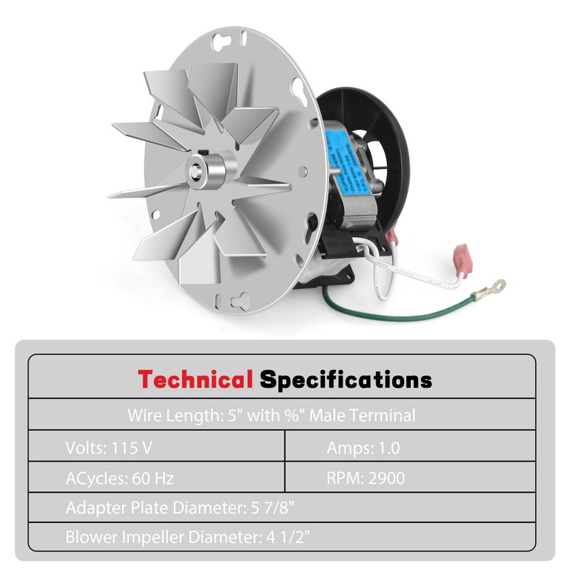 Replacement 812-4400 Exhaust Blower Motor for PelPro PP130, PP60, Quadra-Fire