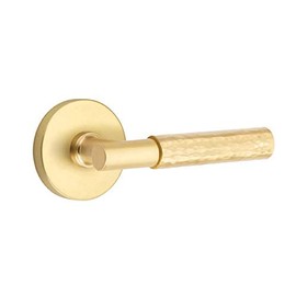 Emtek Select Privacy, Disk Rosette, T-Bar Stem, Hammered Lever, Satin Brass, RH