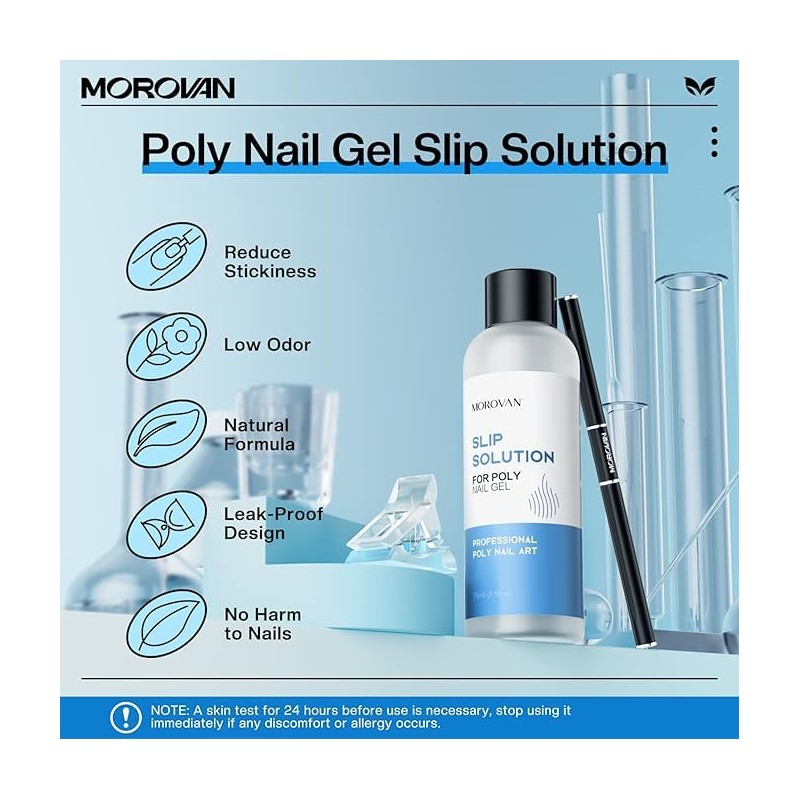 Morovan Poly Gel Slip Solution 2.5oz Liquid Slip Solution with