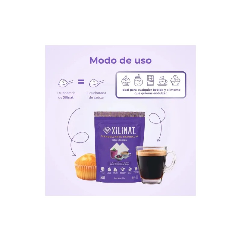 Endulzante Natural Xilinat, Xilitol, Xylitol 454 G