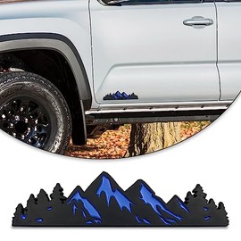 Zhizhong 7 Inch Snow Mountain Tree Emblem, Trunk Tailgate Mountains Graphic Badge fits for Car Truck Racing SUV Pickup RV (Black Blue)