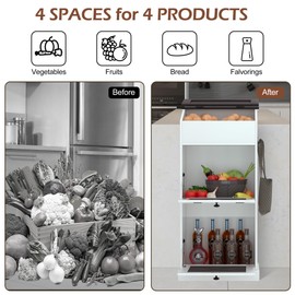 SUNTAGE Wooden Potato and Onion Storage Bin w/Lid, Large Capacity and Ventilated Design, Ideal for Pantry, Kitchen White