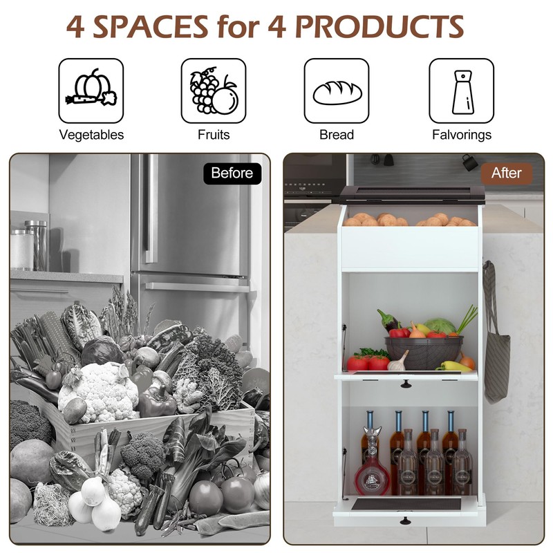 SUNTAGE Wooden Potato and Onion Storage Bin w/Lid, Large Capacity
